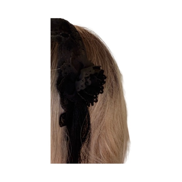 Goth Nosferatu Headband with tassels and fringes. Black lace headband. - Picture 6 of 6